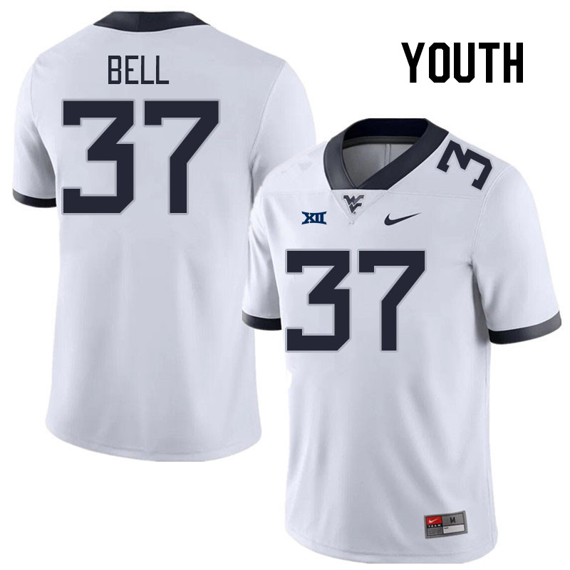 Youth #37 Jayden Bell West Virginia Mountaineers College Football Jerseys Stitched Sale-White